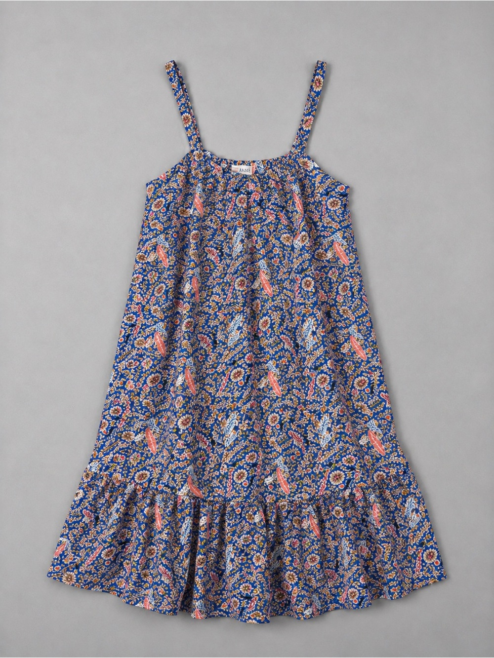 Womens Floral Tiered Sun Dress Medium Cottage Peasant Prairie Coastal Pockets